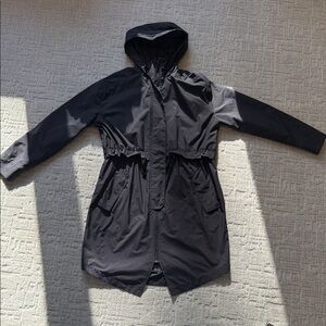 Everlane Black Hooded Raincoat